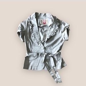 Body Central khaki short sleeve blazer with tie belt